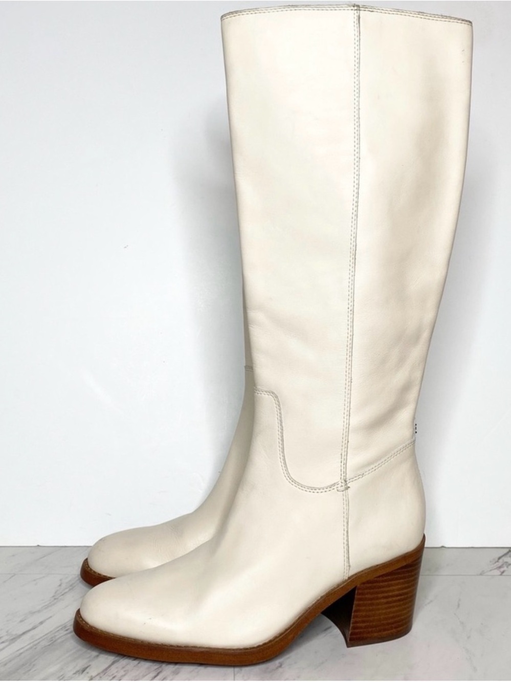 Sam Edelman Shale Ivory Leather Tall Boot 11M